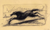 Cavallo spaurito - Gesso nero su carta - 24x40 cm - 2001
