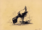 Galletto spennato - Gesso nero su carta - 23x33 cm - 2002