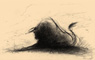 Toro affranto da pene d'amore - Gesso nero su carta - 24x40 cm - 2001