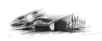 Barchessone - Disegno di copertina - Carboncino su carta - 25x35 cm - 1998